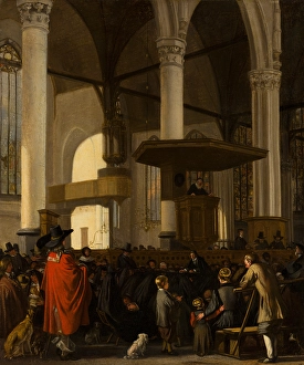 Wit Emanuel De Prints: The Oude Kerk in Amsterdam during a Service. Creator: Emanuel de Witte