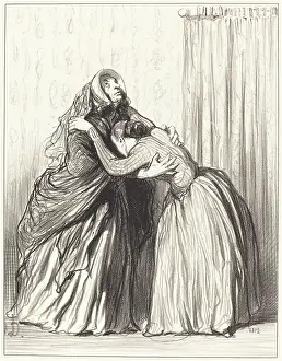 Division Of Labour Prints: Oui, ma chere, mon mari a ravale ma dignite de femme... 1849. Creator: Honore Daumier