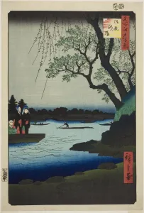 Oumayagashi, from the series One Hundred Famous Views of Edo (Meisho Edo hyakkei), 1857. Creator: Ando Hiroshige. Oumayagashi, from the series One Hundred Famous Views of Edo (Meisho Edo hyakkei), 1857. Creator: Ando Hiroshige