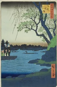 Oumayagashi, from the series One Hundred Famous Views of Edo (Meisho Edo hyakkei), 1857. Creator: Ando Hiroshige. Oumayagashi, from the series One Hundred Famous Views of Edo (Meisho Edo hyakkei), 1857. Creator: Ando Hiroshige