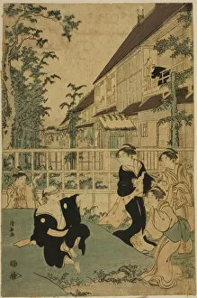 Blindfold Gallery: Outdoor Amusements at the Kankanro Teahouse in Yoshiwara, c. 1794