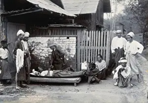 Burma Prints: An outdoor examination of a plague patient in Mandalay, 1906. Creator: Unknown