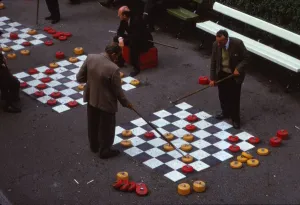 Aberdeen Prints: Outdoor Game of Draughts in Union Terrace Gardens in City Centre