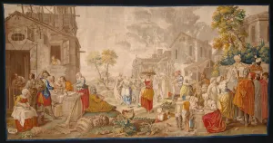 Dial Prints: The Outdoor Market, from Village Festivals, France, 1775 / 89. Creator: Unknown