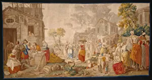 Street Seller Collection: The Outdoor Market, from Village Festivals, France, 1775 / 89. Creator: Unknown