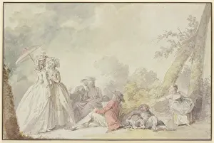 Parasol Prints: Outdoor society, mid-late 18th century. Creator: Nicolas Lavreince