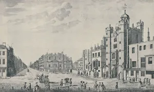 Thomas Bowles Prints: Outside St. Jamess Palace, Pall Mall, 1740-1760, (1920). Artist: Thomas Bowles