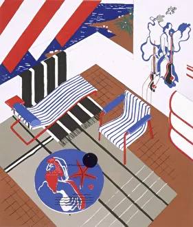 Sun Lounger Prints: Outside terrace, c1920s. Creator: Valentin Mink (20th Century)