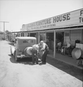 Outskirts of Fresno, on U. S. 99, 1939. Creator: Dorothea Lange