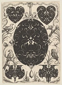 Oval Pendant Decorated with Schweifwerk, Surrounded by Smaller Motifs and Four Birds, ca Oval Pendant Decorated with Schweifwerk, Surrounded by Smaller Motifs and Four Birds, ca