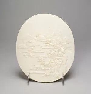 Oval Plaque with Landscape, Qing dynasty (1644-1911), 18th century. Creator: Unknown