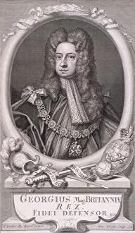 Vertue Prints: Oval portrait of George I, King of Great Britain, 1718. Artist: George Vertue