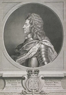 Gottfried Kneller Collection: Oval portrait of George I, King of Great Britain, c1700. Artist: J Chereau