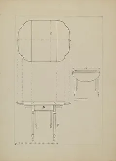 Edith Magnette Prints: Oval Table Drop Leaf, 1935/1942. Creator: Edith Magnette