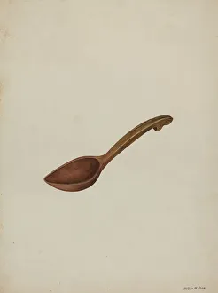Wooden Spoon Prints: Oval Wooden Spoon, c. 1937. Creator: Wilbur M Rice