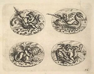 Christoph Gallery: Four Ovals with Genii, plates from the Neue Grotessken Buch, 1610