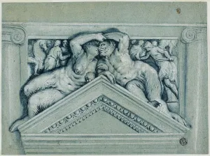 Paulo Veronese Prints: Overdoor with Satyr and Satyress, 17th century. Creator: Paolo Veronese