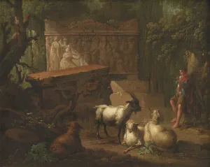 Frieze Prints: Overgrown ruins, with shepherd and goats in foreground