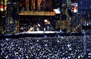 1990 Prints: Overview of the audience and the stage during a concert of the Rolling Stones in Barcelona in 1990