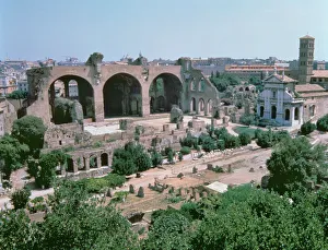 Overview of the forum with the Basilica of Constantine in Rome Overview of the forum with the Basilica of Constantine in Rome