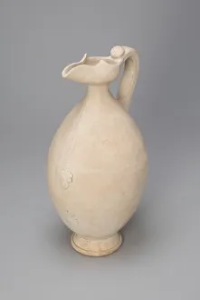 Ovoid Ewer with Flaring, Beak-Shaped Spout, Floral Medallion, and Zipper