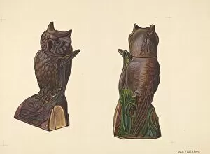 Saving Gallery: Owl on Log Bank, c. 1937. Creator: William O. Fletcher