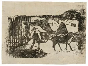 Polynesia Gallery: The Ox Cart, from the Suite of Late Wood-Block Prints, 1898 / 99. Creator: Paul Gauguin