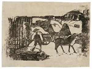 French Polynesian Prints: The Ox Cart, from the Suite of Late Wood-Block Prints, 1898 / 99. Creator: Paul Gauguin