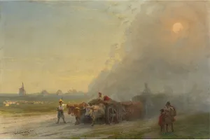 Maritime Art Gallery: Ox-carts in the Ukrainian Steppe. Artist: Aivazovsky, Ivan Konstantinovich (1817-1900)