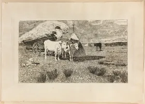 Oxen and Wagon (Maremma), 1886/87. Creator: Giovanni Fattori