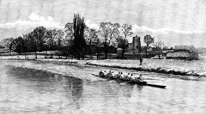 Boat Race Prints: Oxford and Cambridge Universities Boat-Race - Cambridge crew at practice: last row on the Cam