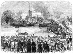 Church Of All Saints Prints: Oxford and Cambridge Universities Boat-Race: the start from Putney, 1869. Creator: Unknown