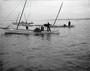 Oysters Prints: Oyster dredging, between 1900 and 1910. Creator: Unknown