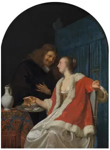 Oysters Prints: The Oyster Meal, 1661. Creator: Mieris, Frans van, the Elder (1635-1681)