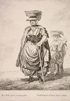 Fish Seller Prints: Two oyster sellers, Cries of London, 1760. Artist: Paul Sandby