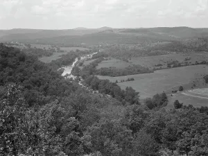 Ozark Mountains seen from U.S. 62, North Central Arkansas, 1939. Creator: Dorothea Lange