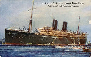 Steam Ship Gallery: P. & O. S.S. Ranchi, 16, 600 Tons Gross, India Mail and Passenger Service, 1934