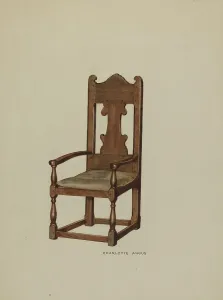 Angus Charlotte Prints: Pa. German Arm Chair, c. 1938. Creator: Charlotte Angus