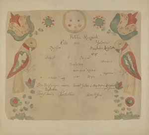 Anderson Elmer G Prints: Pa. German Birth Certificate, 1937. Creator: Elmer G Anderson