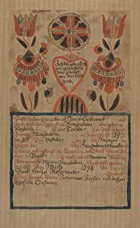 Fraktur Prints: Pa. German Birth Certificate, c. 1936. Creator: Albert J. Levone
