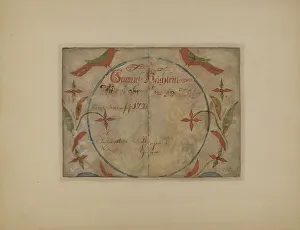 Anderson Elmer G Prints: Pa. German Birth Certificate, c. 1936. Creator: Elmer G Anderson