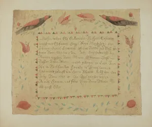Certificate Prints: Pa. German Birth Certificate, c. 1940. Creator: Ethelbert Brown