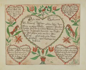 Pa German Prints: Pa. German Birth Certificate (Waltman #3), c. 1940. Creator: Emma M. Krumrine