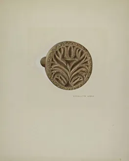 Angus Charlotte Prints: Pa. German Butter Mold, c. 1938. Creator: Charlotte Angus