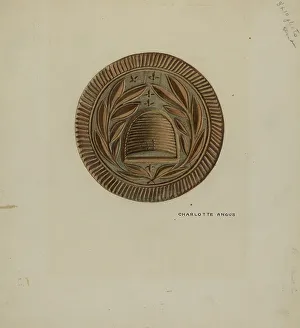Angus Charlotte Prints: Pa. German Butter Mold, c. 1938. Creator: Charlotte Angus