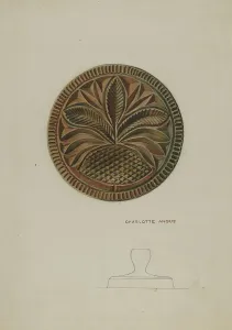 Angus Charlotte Prints: Pa. German Butter Mold, c. 1938. Creator: Charlotte Angus
