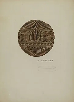 Angus Charlotte Prints: Pa. German Butter Mold, c. 1938. Creator: Charlotte Angus