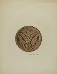 Angus Charlotte Prints: Pa. German Butter Mold, c. 1938. Creator: Charlotte Angus