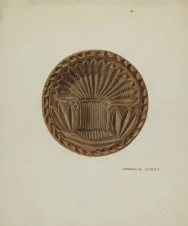 Butter Mold Prints: Pa. German Butter Mold, c. 1939. Creator: Franklyn Syres
