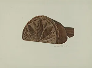 Angus Charlotte Prints: Pa. German Butter Mold, c. 1940. Creator: Charlotte Angus